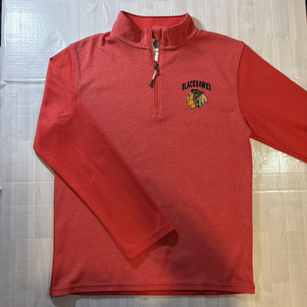 NHL Chicago Blackhawks Adult Red 1/4 Zip Pullover Size Small - Hockey